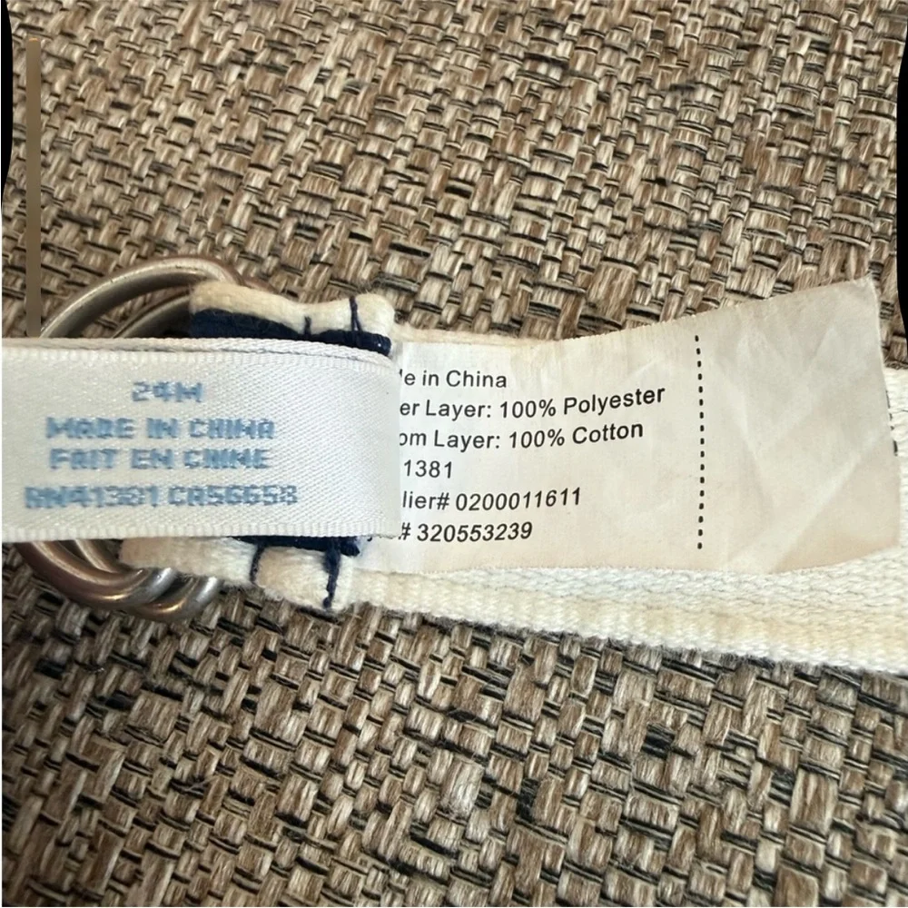 Polo Ralph Lauren nautical-themed D-ring woven cotton belt van & palm tree motif